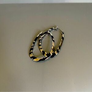 Lia Sophia Hoop Silver Leopard Hoop Earrings